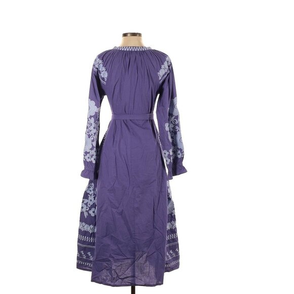 Julia Amory Long Sleeve Coatue Caftan in Hyacinth Purple XS - Picture 2 of 4